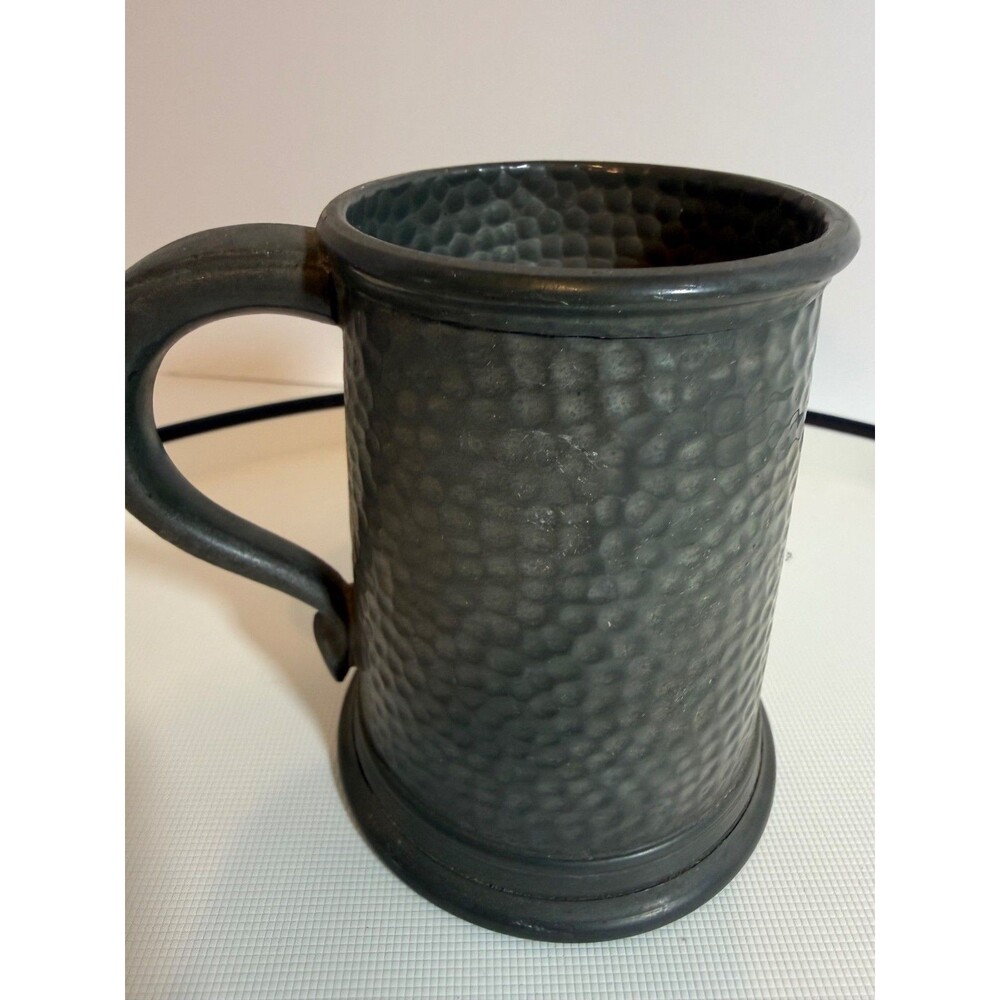 Hammered English Pewter Tankard Mug Vintage Rustic Design Stamped Bottom